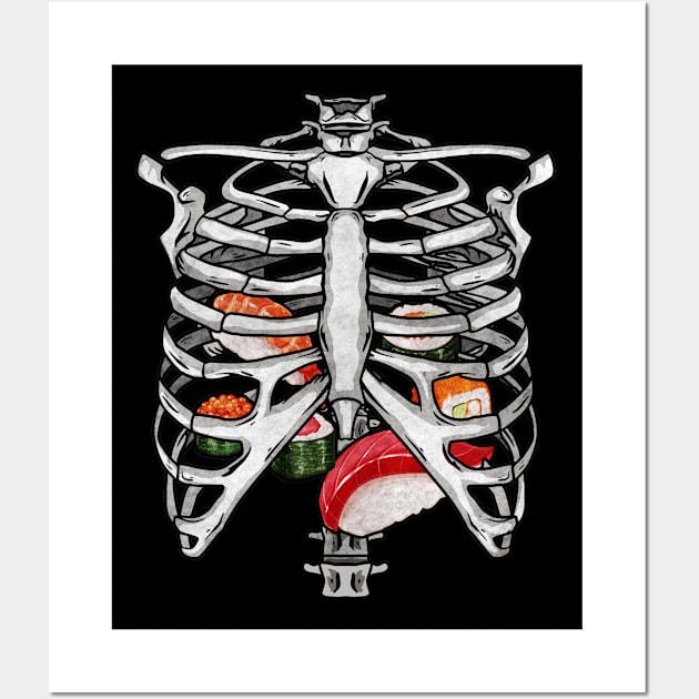 Skeleton Rib Cage Sushi Japanese Aesthetic Gift Wall Art by Alex21